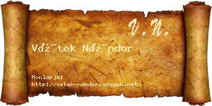 Vétek Nándor névjegykártya